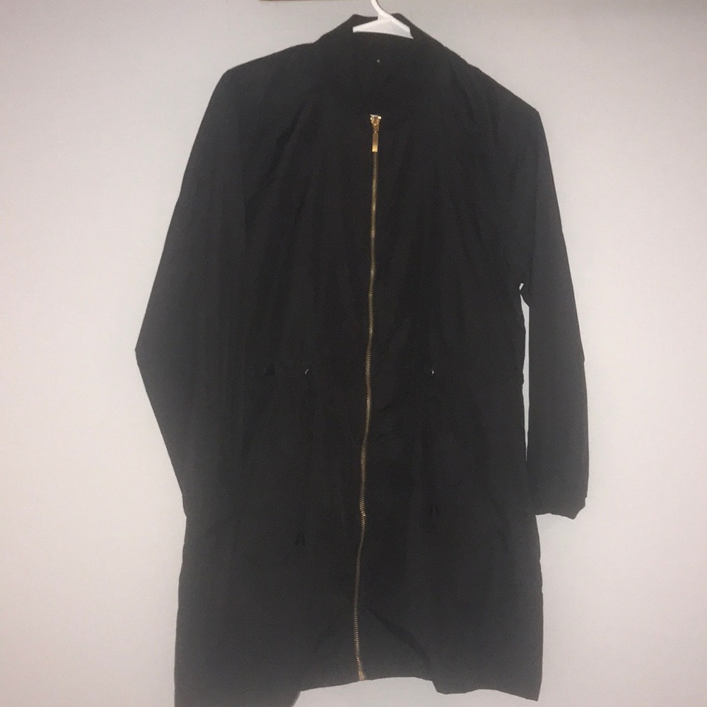 Long black bomber jacket